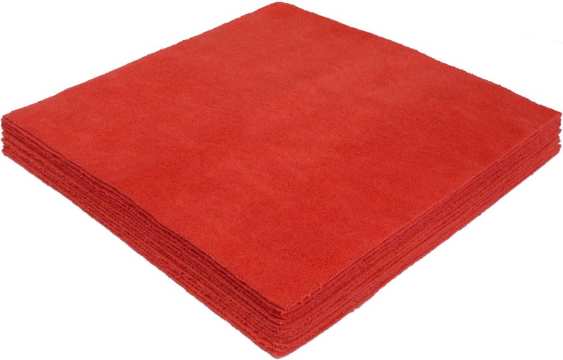 Eurow Ultrasonic Cut 300 GSM Microfiber Cleaning Towels, Streak-Free, Lint-Free, Ultra Absorbent, Scratch-Safe, for Auto Detailing, Home, Kitchen & Multipurpose Use, 16x16, 12-Pack, Red - Image 2